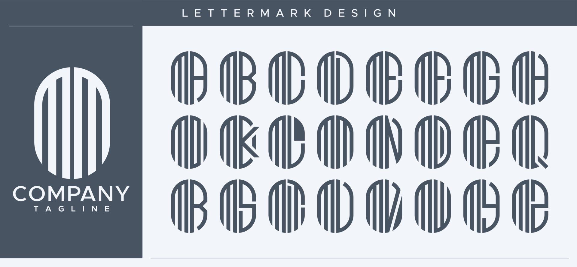 Abstract tube letter M logo design. Modern line capsule MM M letter logo vector template.