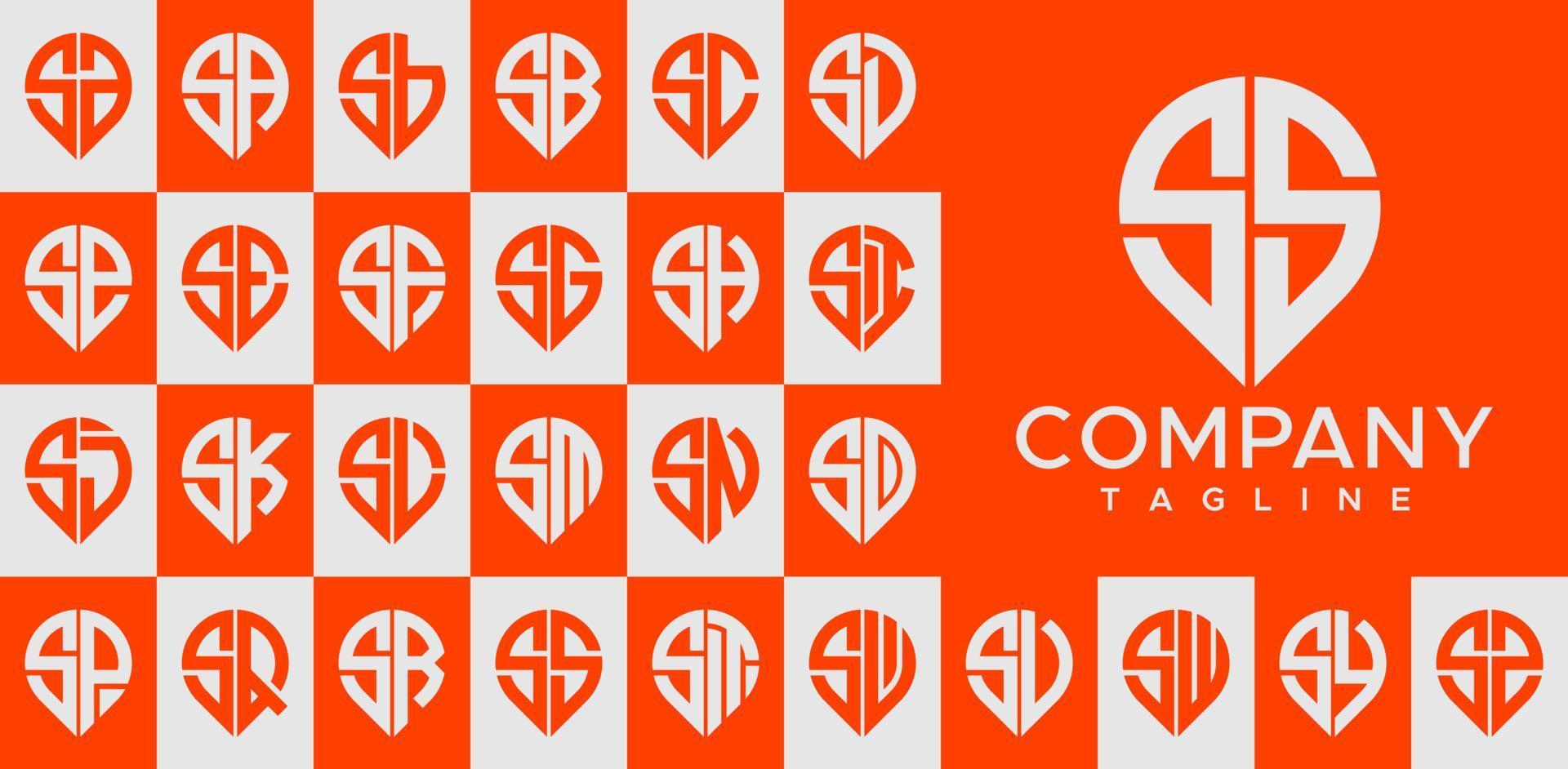 Modern pin point letter S logo design vector. Line marker SS S initial