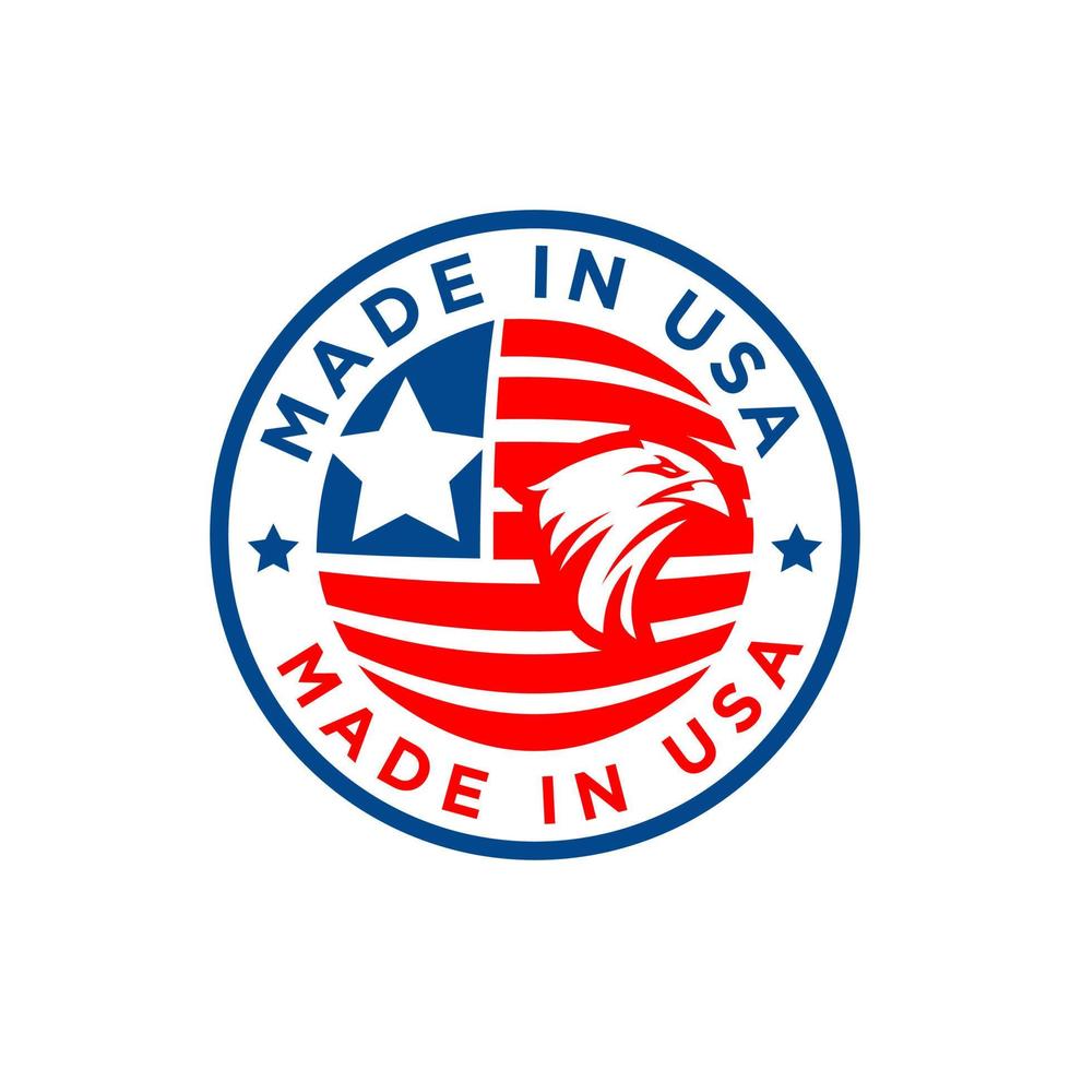 Made In USA logo for use on product packaging and corporate advertising. Unlimited use per brand, including multiple products with same brand name. vector