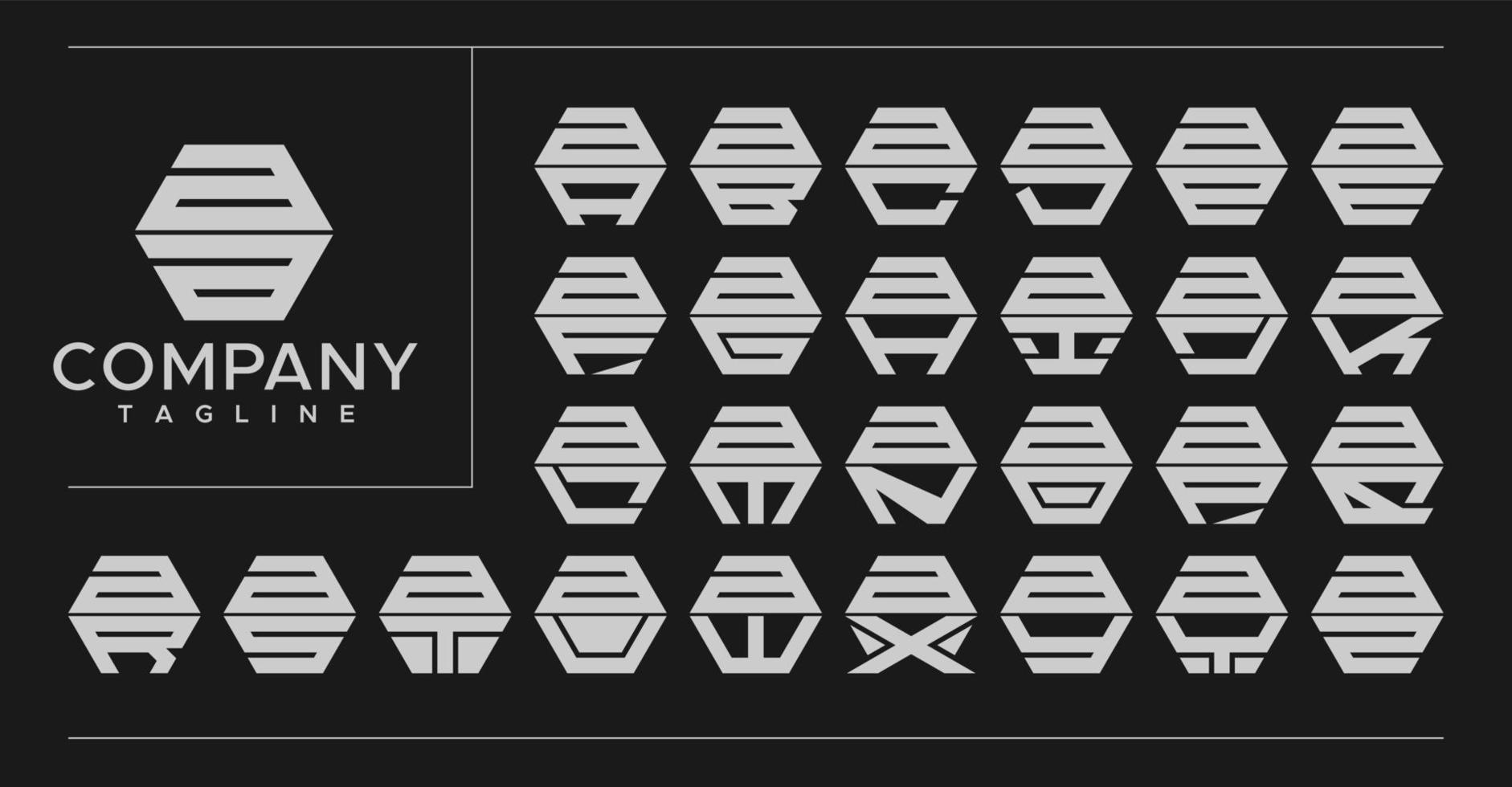 Minimalist line hexagon letter A logo design. Technology AA A letter logo vector set.