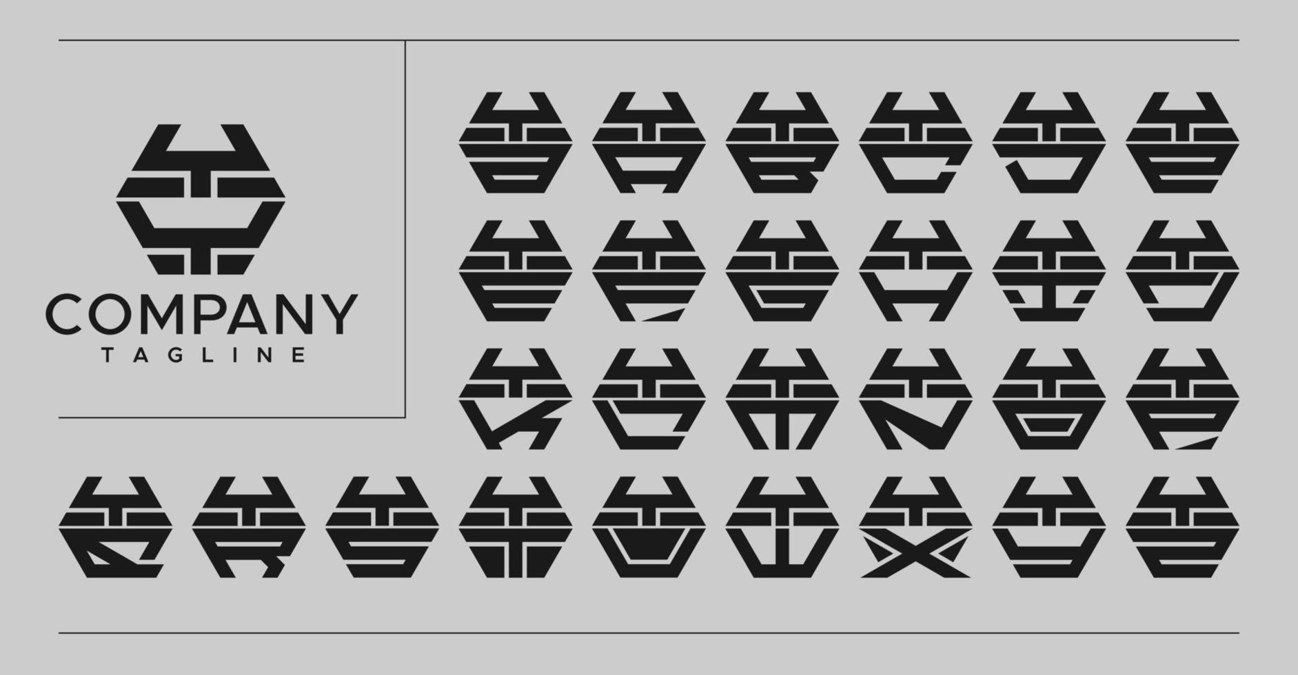 Minimalist line hexagon letter Y logo design. Technology YY Y letter logo vector set.