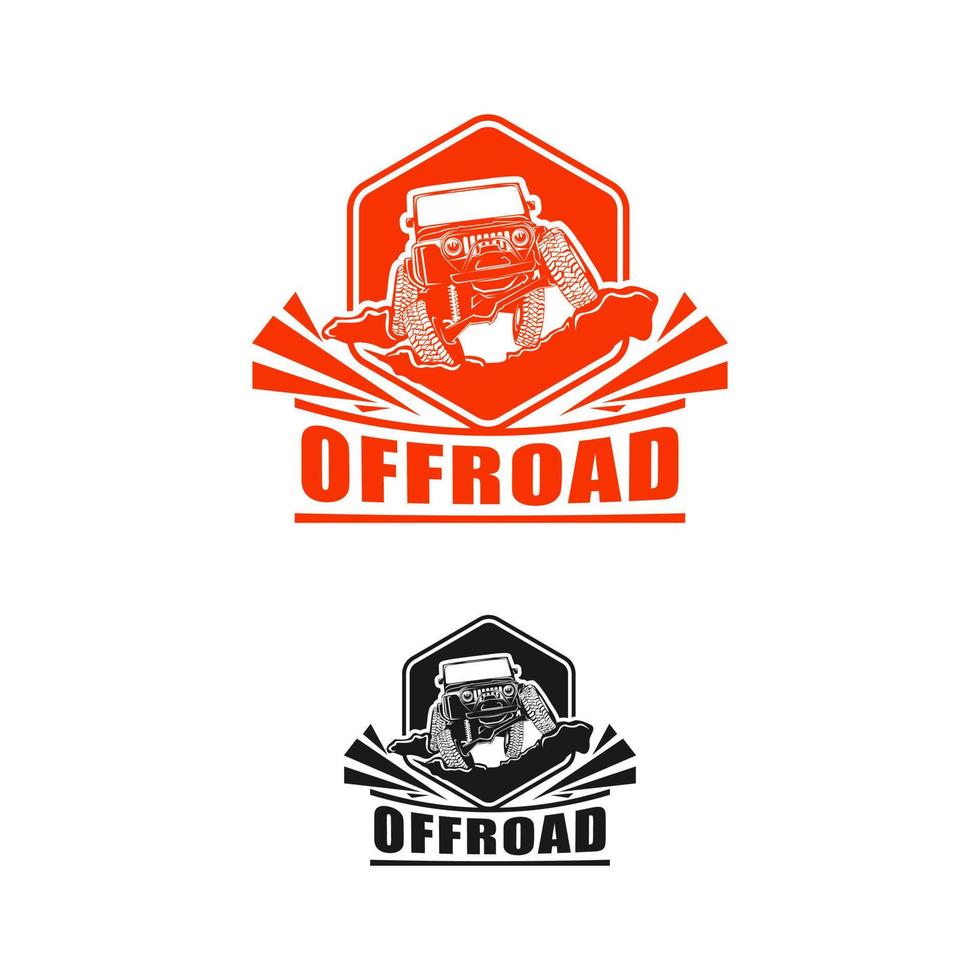 Off-road logo. Emblem extreme competition. Adventure suv and car club off-road elements. Beautiful vector illustration with unique textured letters isolated on white background.
