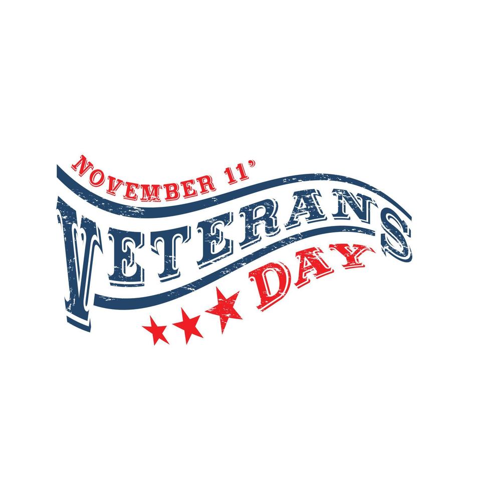Veterans day, Honoring all who served. Hand lettering greeting card with textured handcrafted letters and background in retro style vector