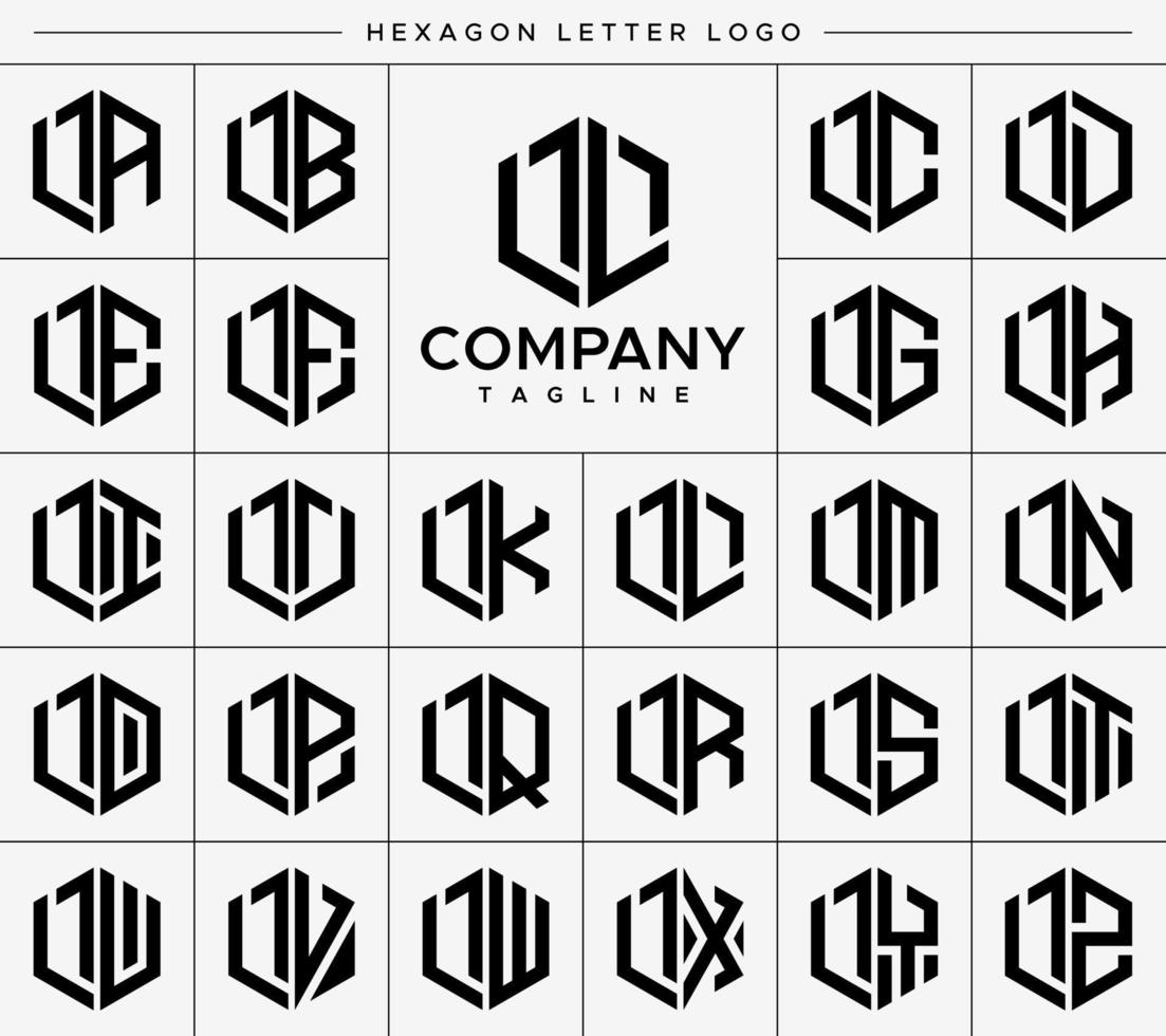 Modern hexagon L letter logo design vector set. Hexagonal LL L logo graphic template.