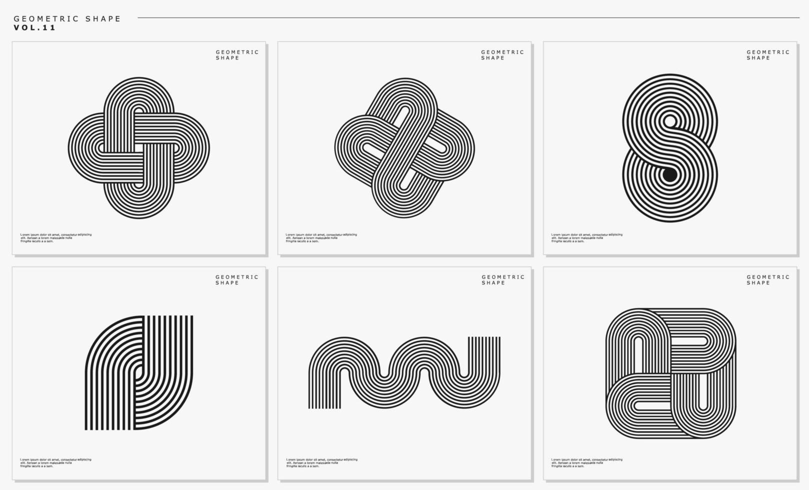 Modern line contour logo design template set. Geometric blend line logo vector collection.