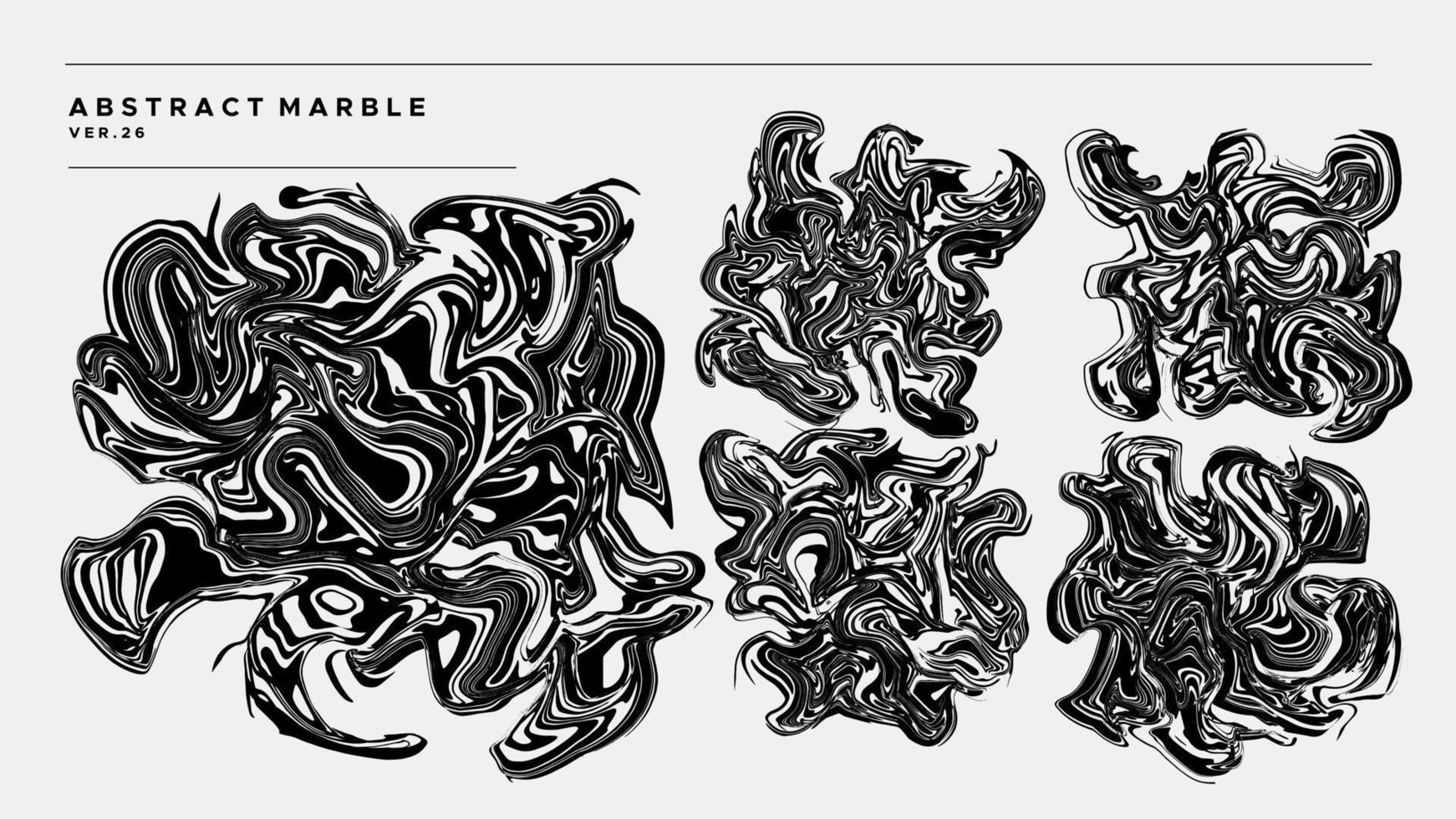 Detailed fluid marble abstract shape design template. Elegant alcohol ink vector set.