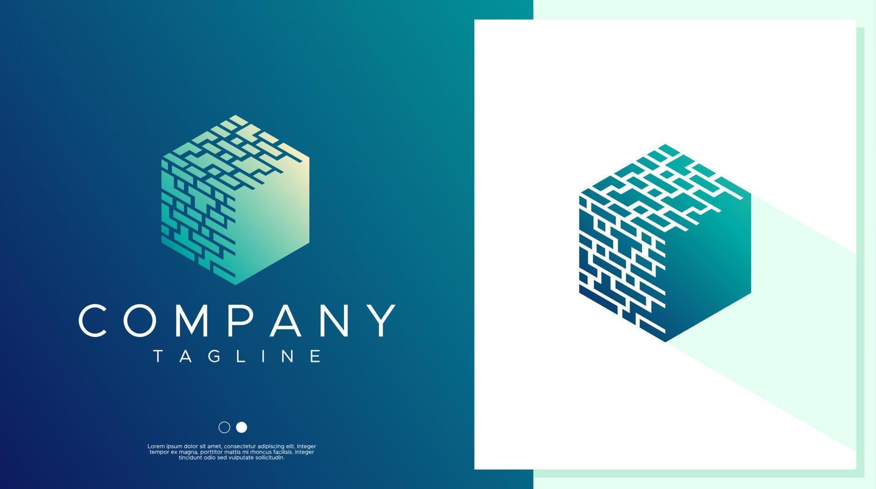 Modern abstract digital pixel cube logo design. Technology hexagon logo. vector