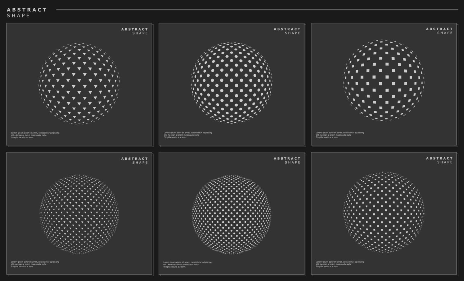 Modern abstract digital circle design template set. Halftone globe graphic. vector