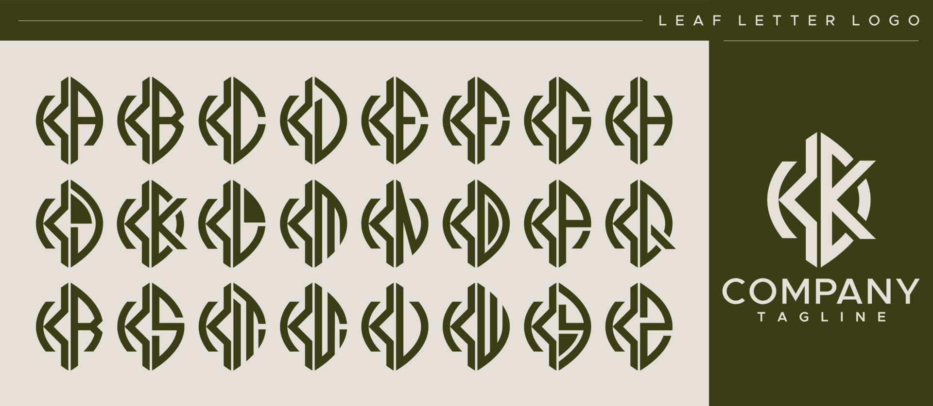 Modern line leaf letter K logo design. Abstract leaf KK K letter logo vector. vector