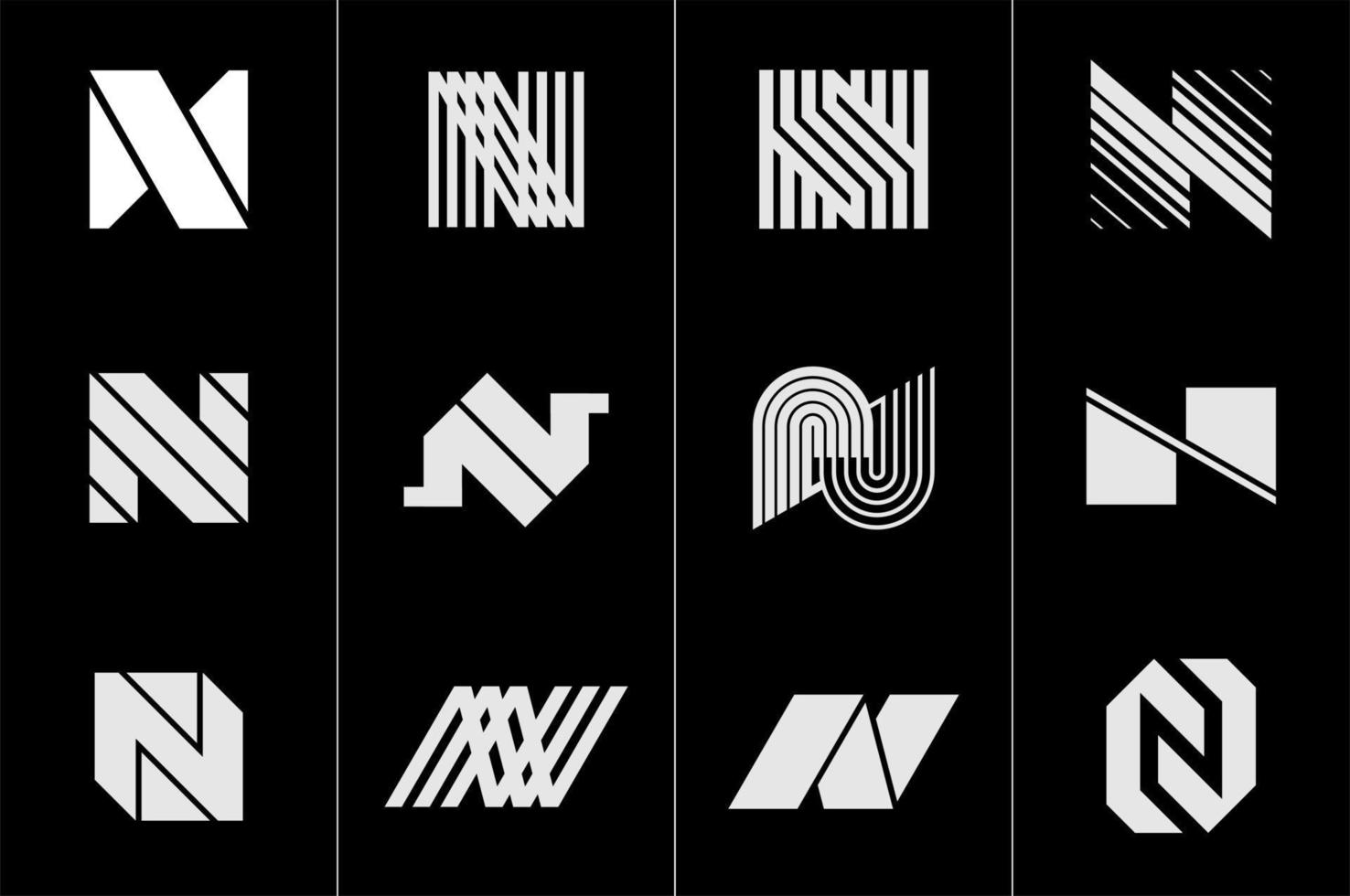 Set of modern N letter logo. Minimalist line N logo design vector collection.