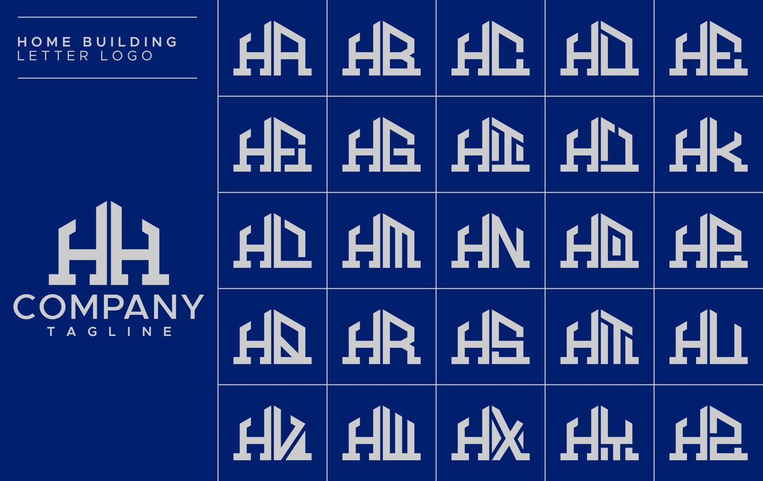 Minimalist home letter H logo design template set. House HH H letter logo vector collection.