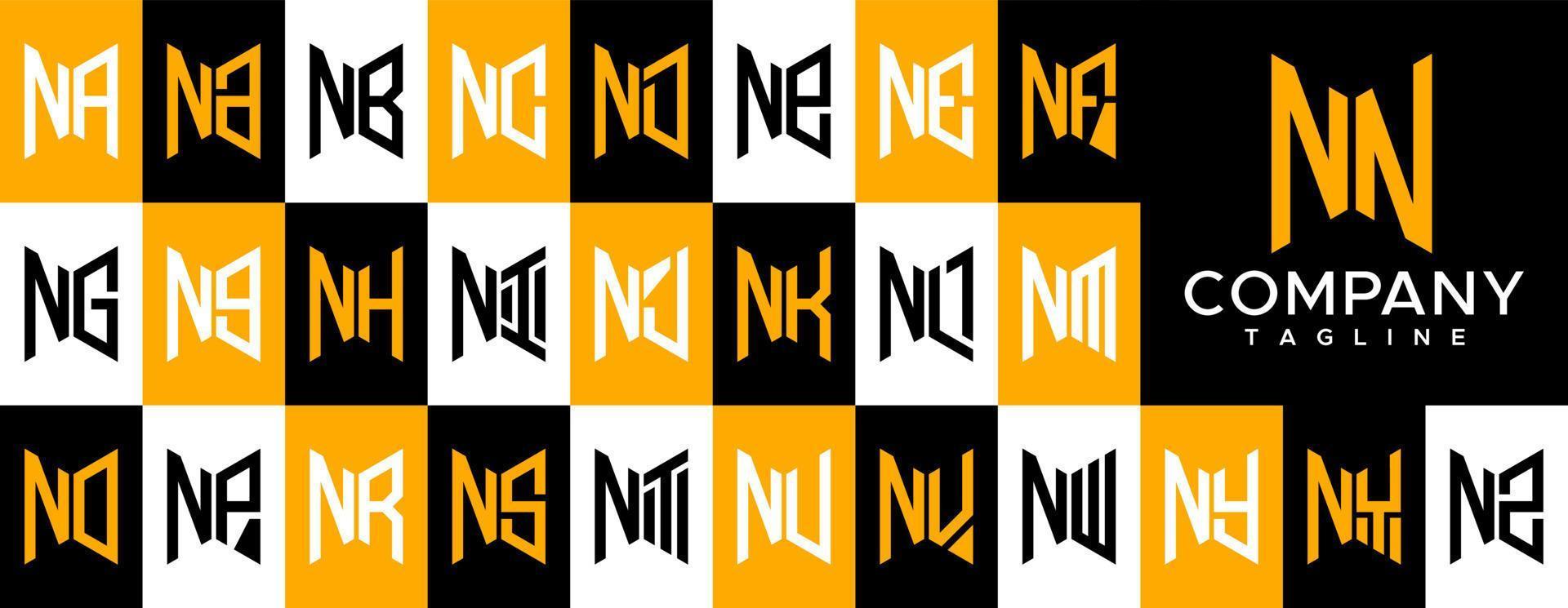 Modern abstract initial NN N letter logo design. Simple N logo vector template set.