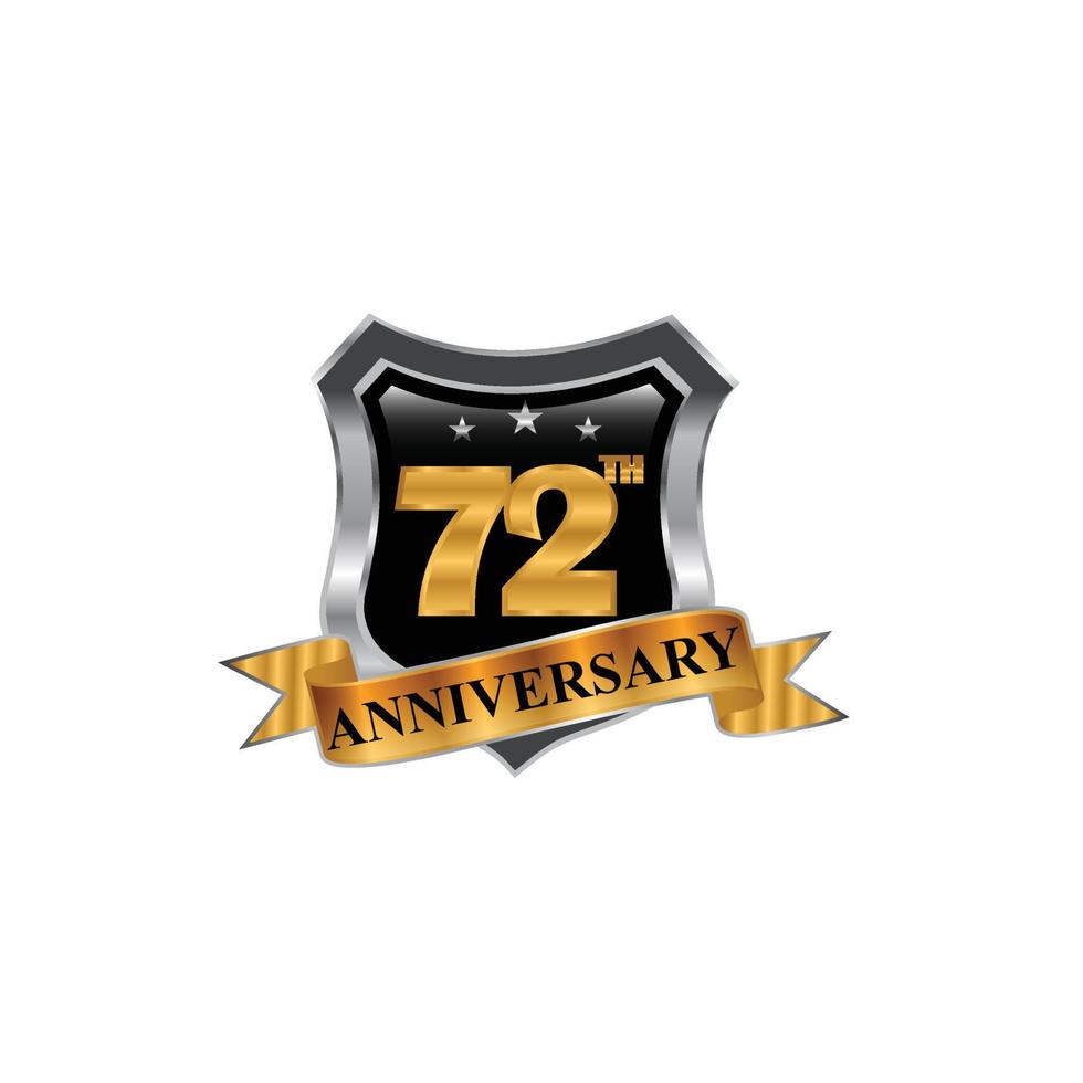Anniversary Celebration Vector Logo. th Anniversary Gold Icon with Stars and Frame.