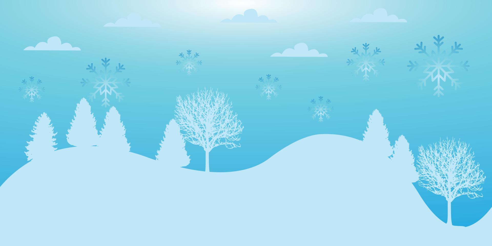 Winter nature landscape panorama with spruce-trees near the snowy mountains vector