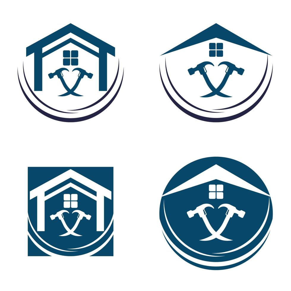 House repair logo set. Tools icon. Roof repair logo. Repairs house sign. Home improvement icon. vector