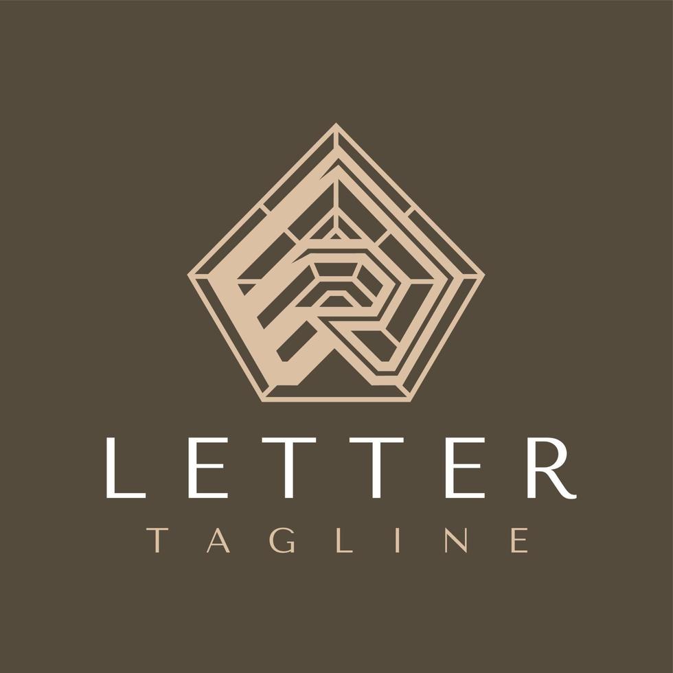 Interior roof letter R logo design template. Modern architecture R initial logo vector. vector