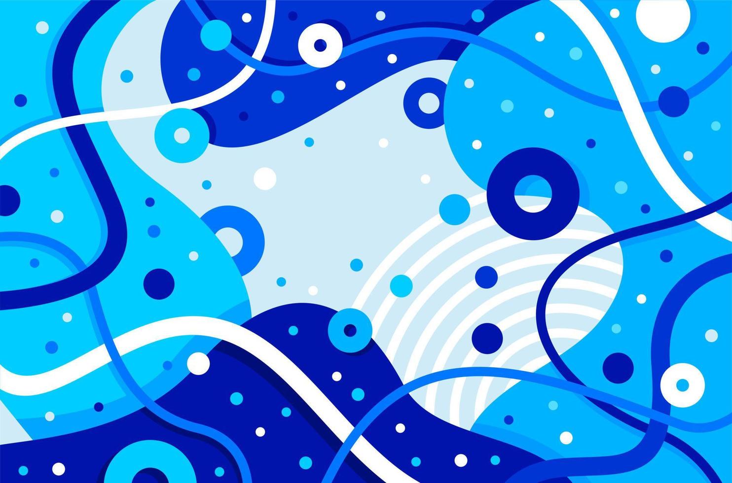 Modern colorful blue abstract background design. Flowing shapes memphis vector art.