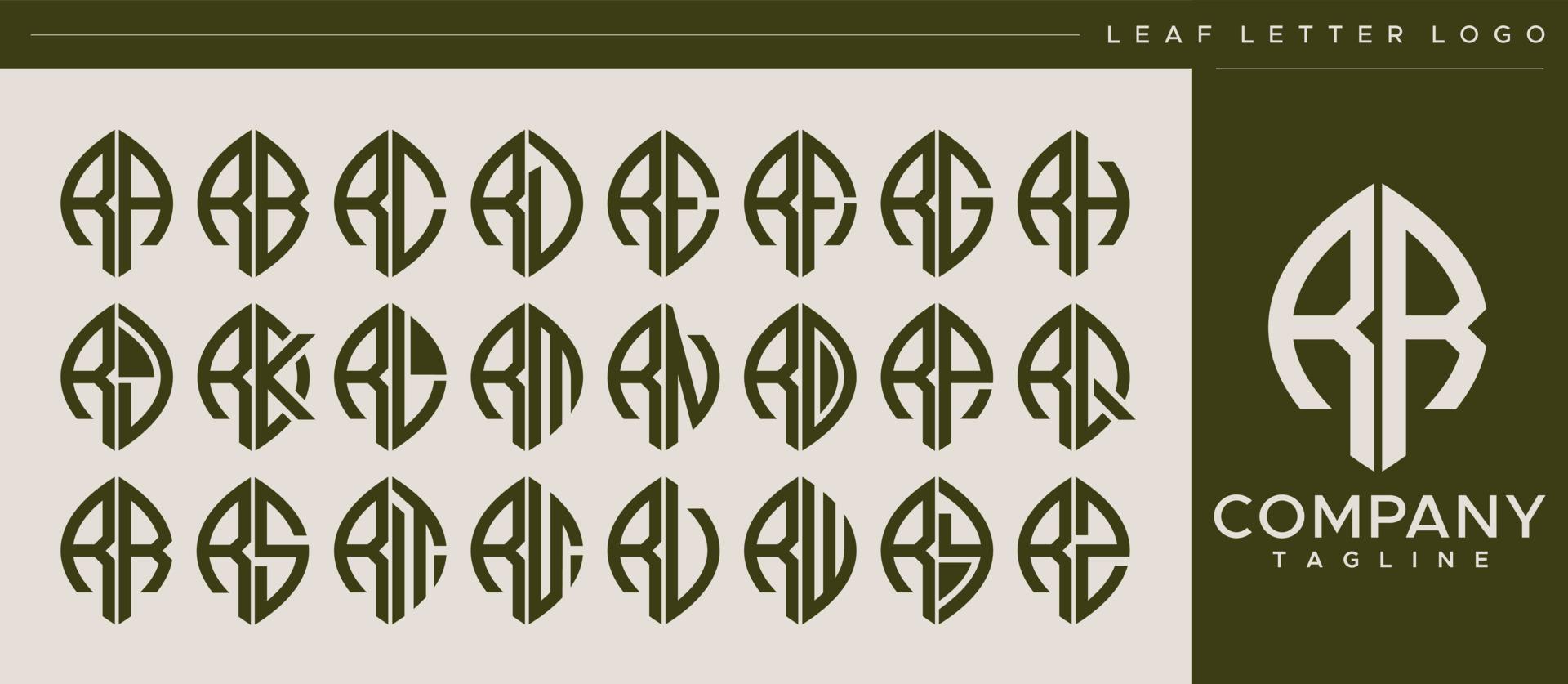 Modern line leaf letter R logo design. Abstract leaf RR R letter logo vector. vector