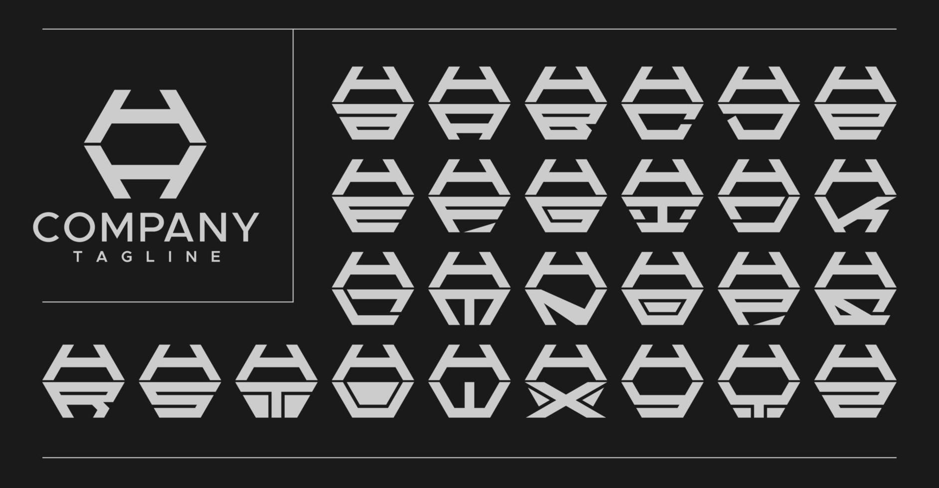 Modern line hexagon letter H logo design. Technology HH H letter logo vector set.
