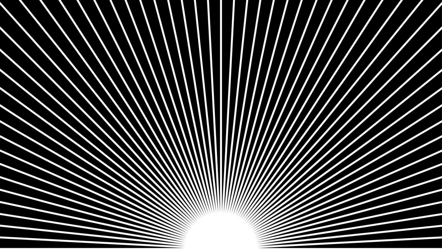 Black and white abstract sun ray background design. Modern line sunrise vector art.
