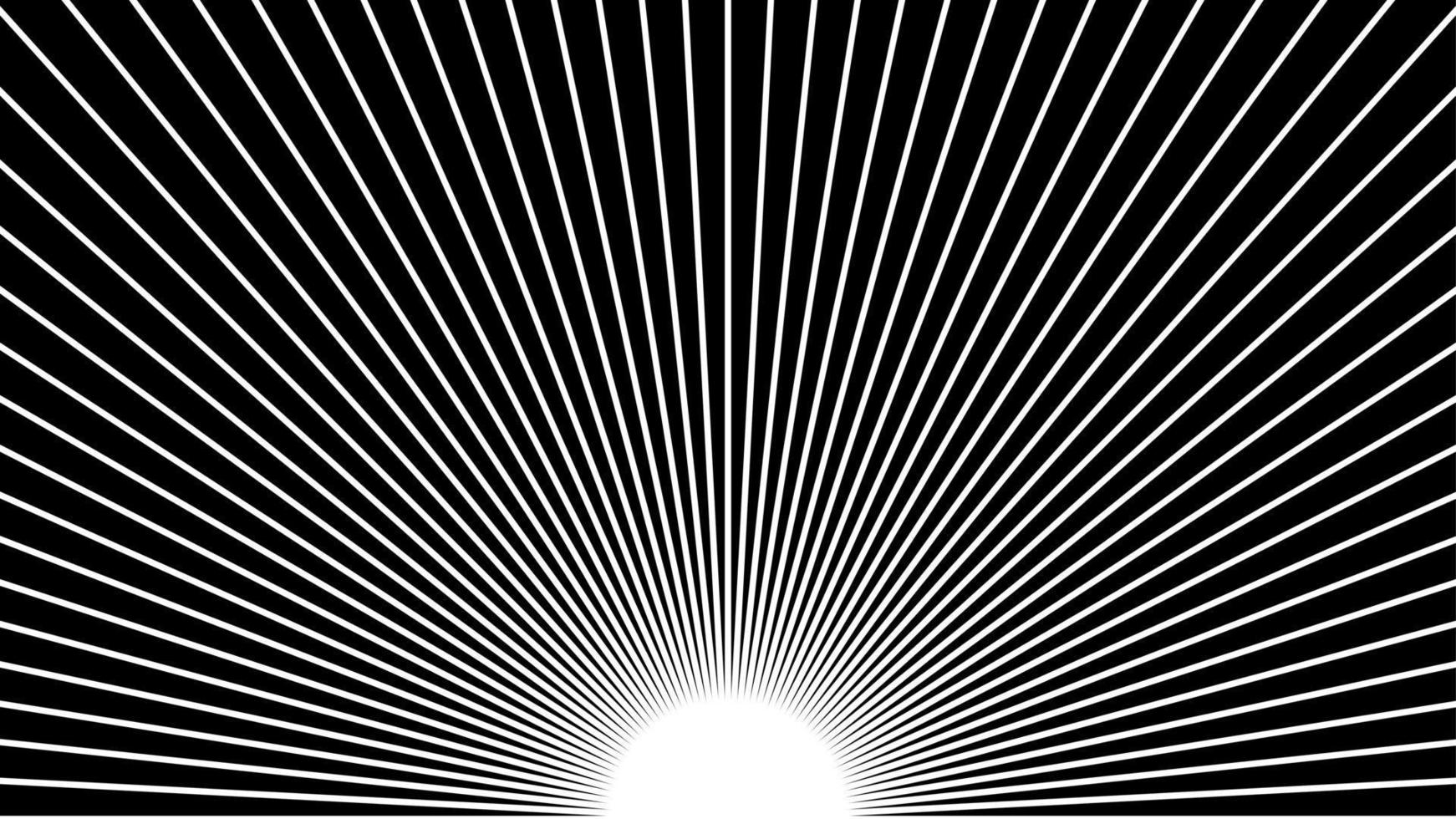 Black and white abstract sun ray background design. Modern line sunrise