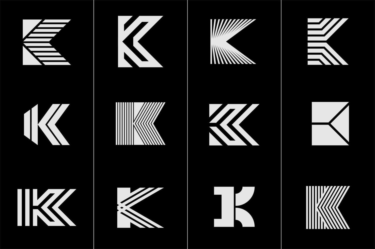 SImple K logo design collection. Modern K line letter logo vector template set.