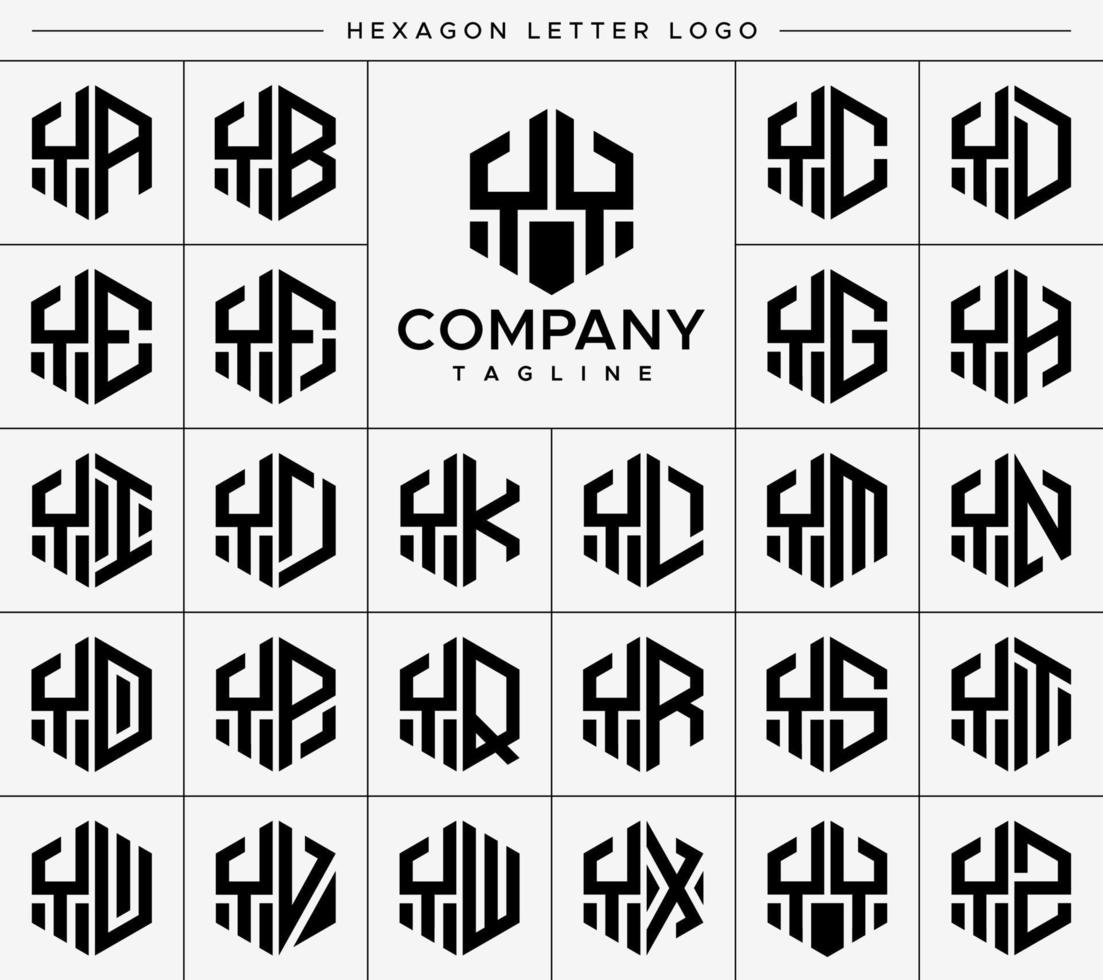 Modern hexagon Y letter logo design vector set. Hexagonal YY Y logo graphic template.