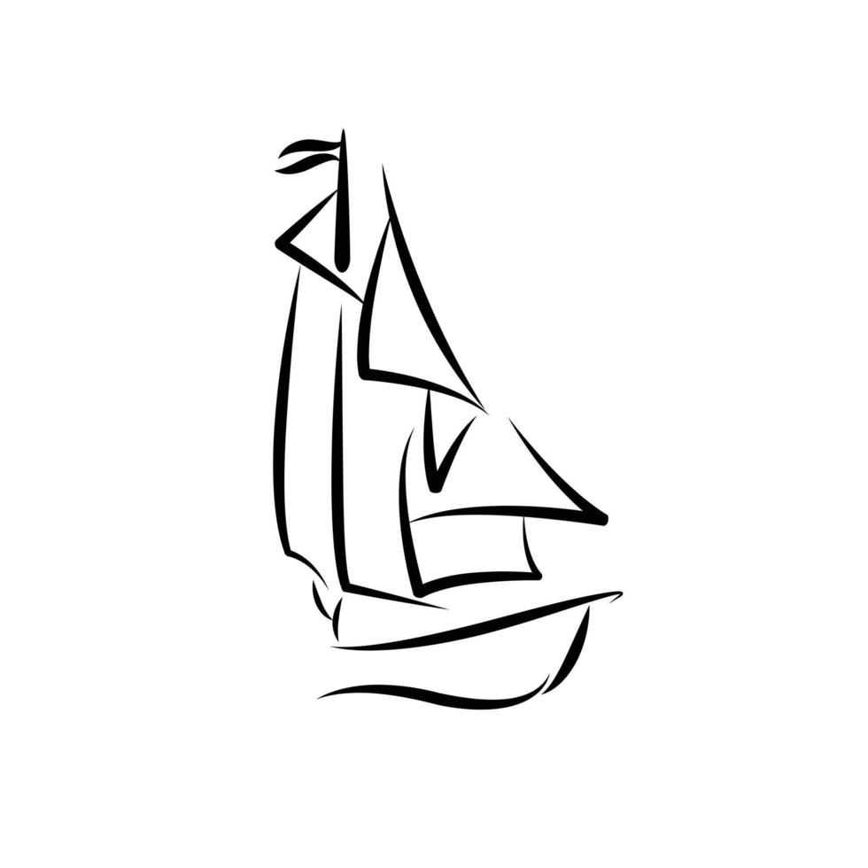 continuous line drawing of sailing boat vector