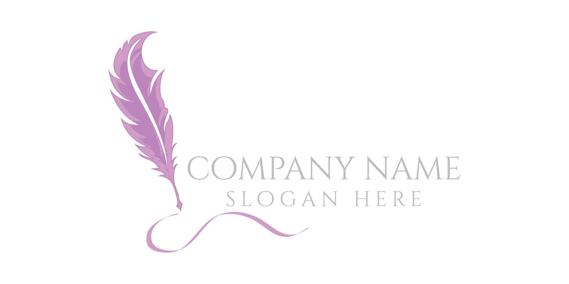 Light logo lettering with image of gradient feather vector