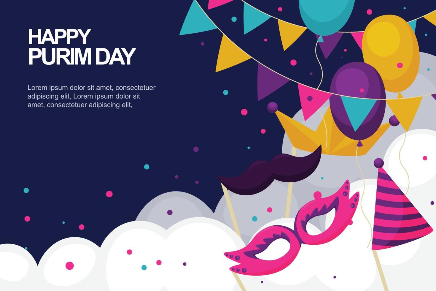 Happy Purim Day background. vector