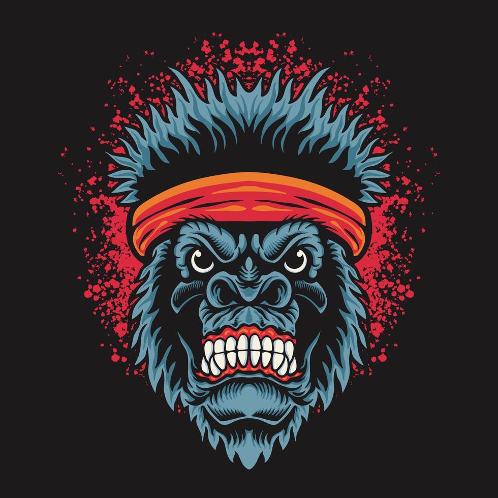 Vector Illustration of Angry Gorilla Head Vector