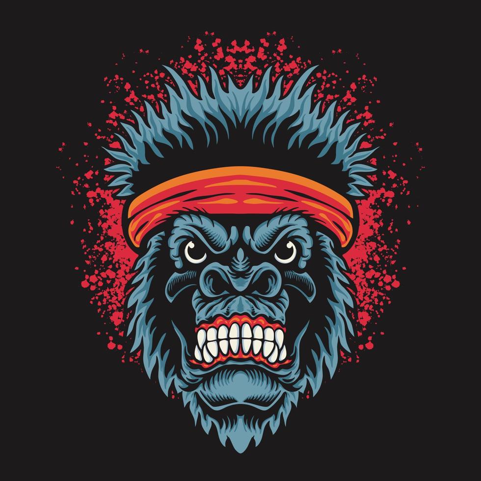 Vector Illustration of Angry Gorilla Head Vector