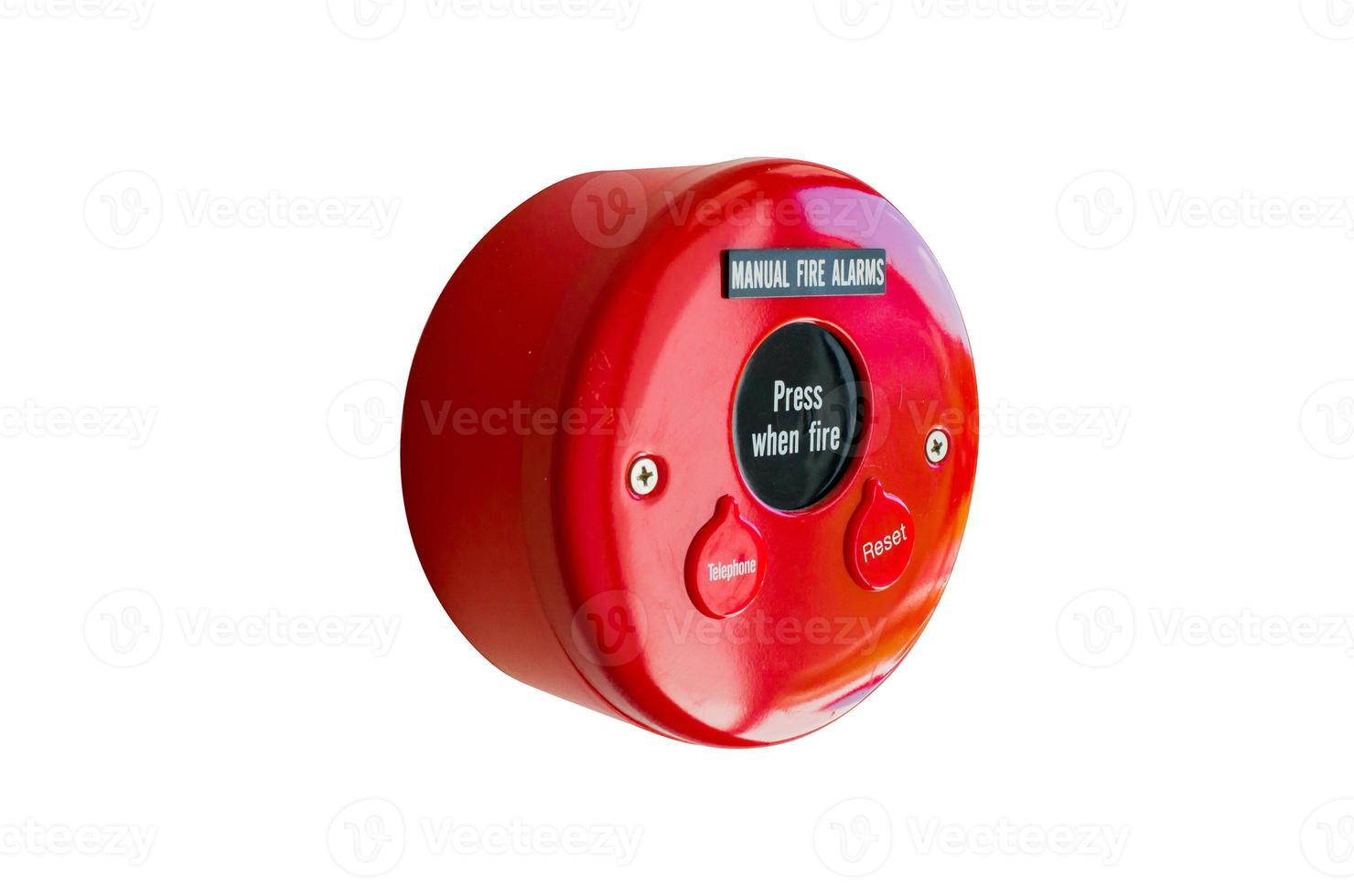 fire alarm press box isolated on white background photo