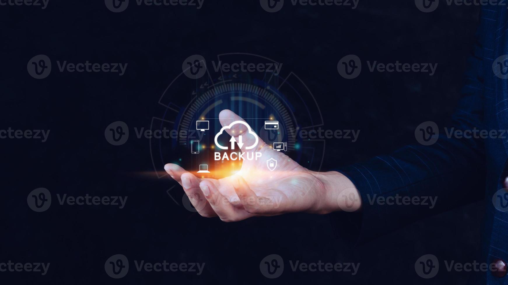 Internet data storage backup, technology business concept, Cloud technology, Data storage, Networking and internet service concept. photo