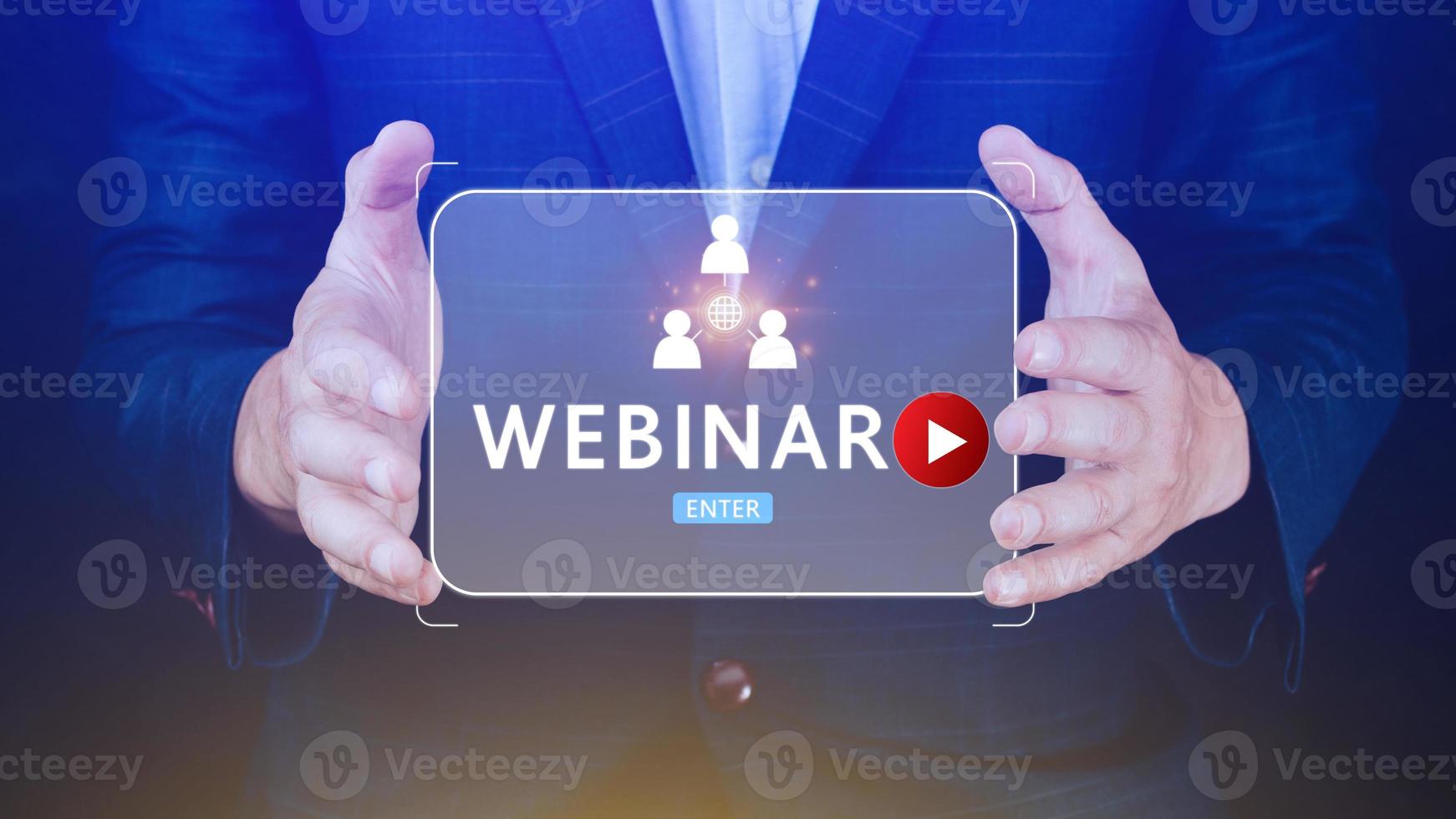 Businessman using with Webinar E-business Browsing Connection, online technology webcast, online education, Communication technology on web. elearning photo