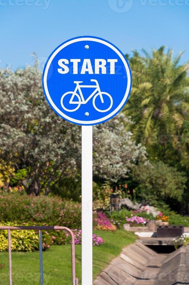 Bicycle sign in the public garden thailand photo