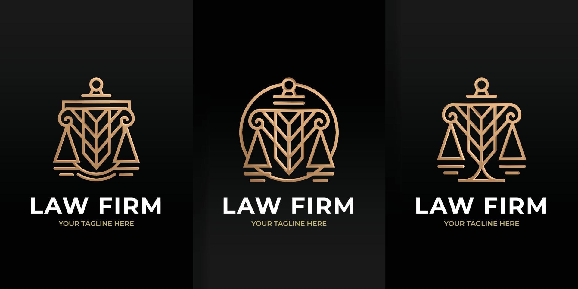 Vintage Luxury Law Firm Line Art Logo and Icon Template Editable vector