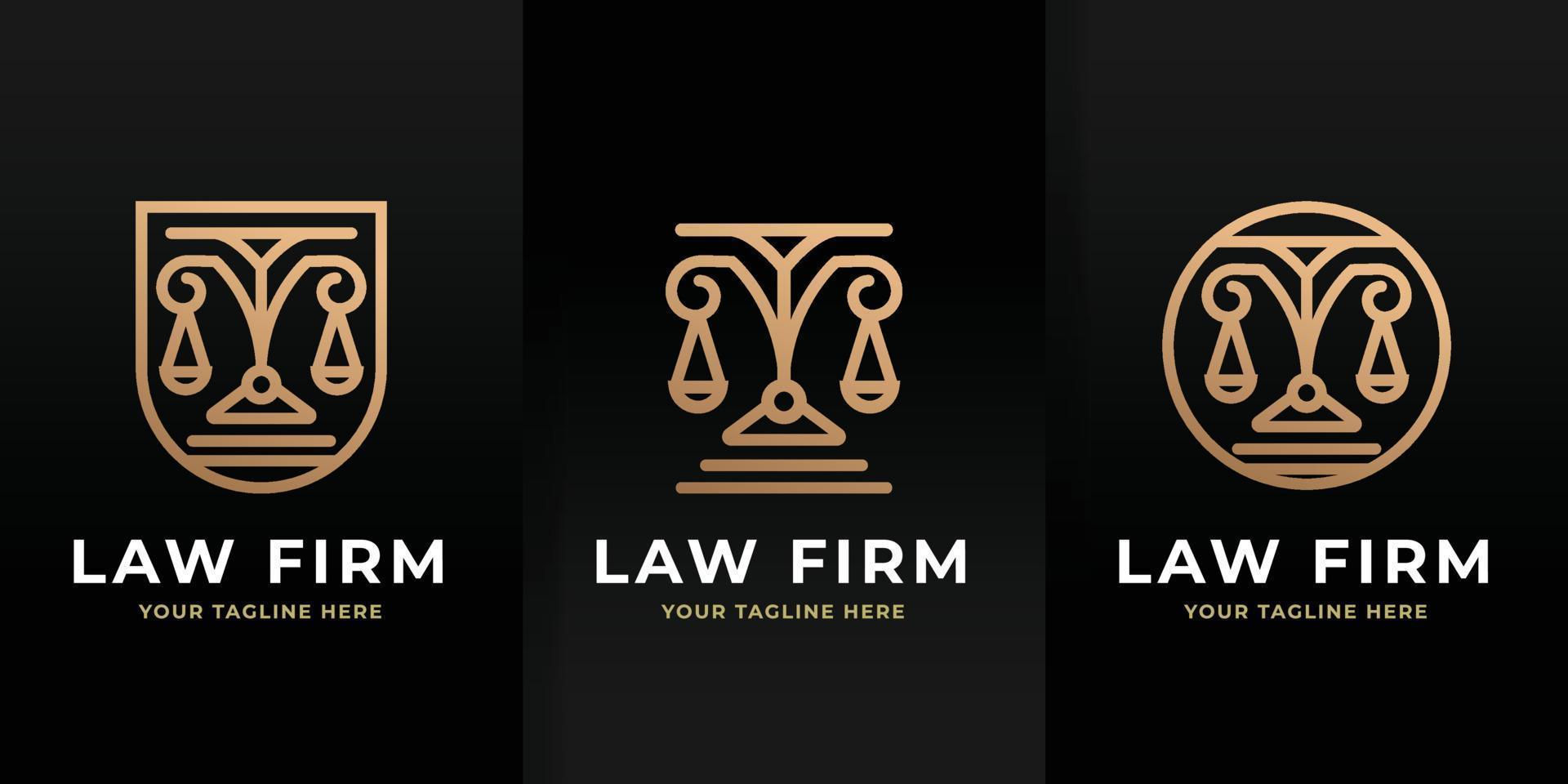 Set of Elegant Law Firm Line Art Logo and Icon Template Editable vector