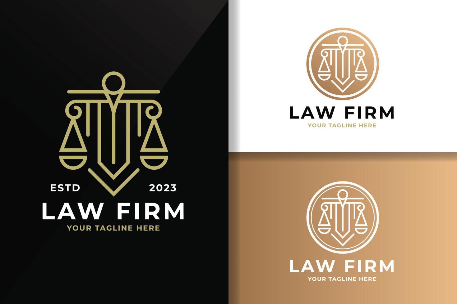 Simple Law Firm Line Art Logo and Icon Template Editable vector