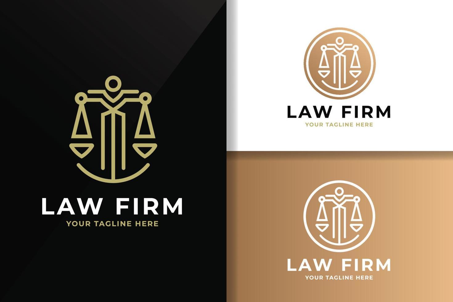 Golden Law Firm Line Art Unique Logo Template Editable vector