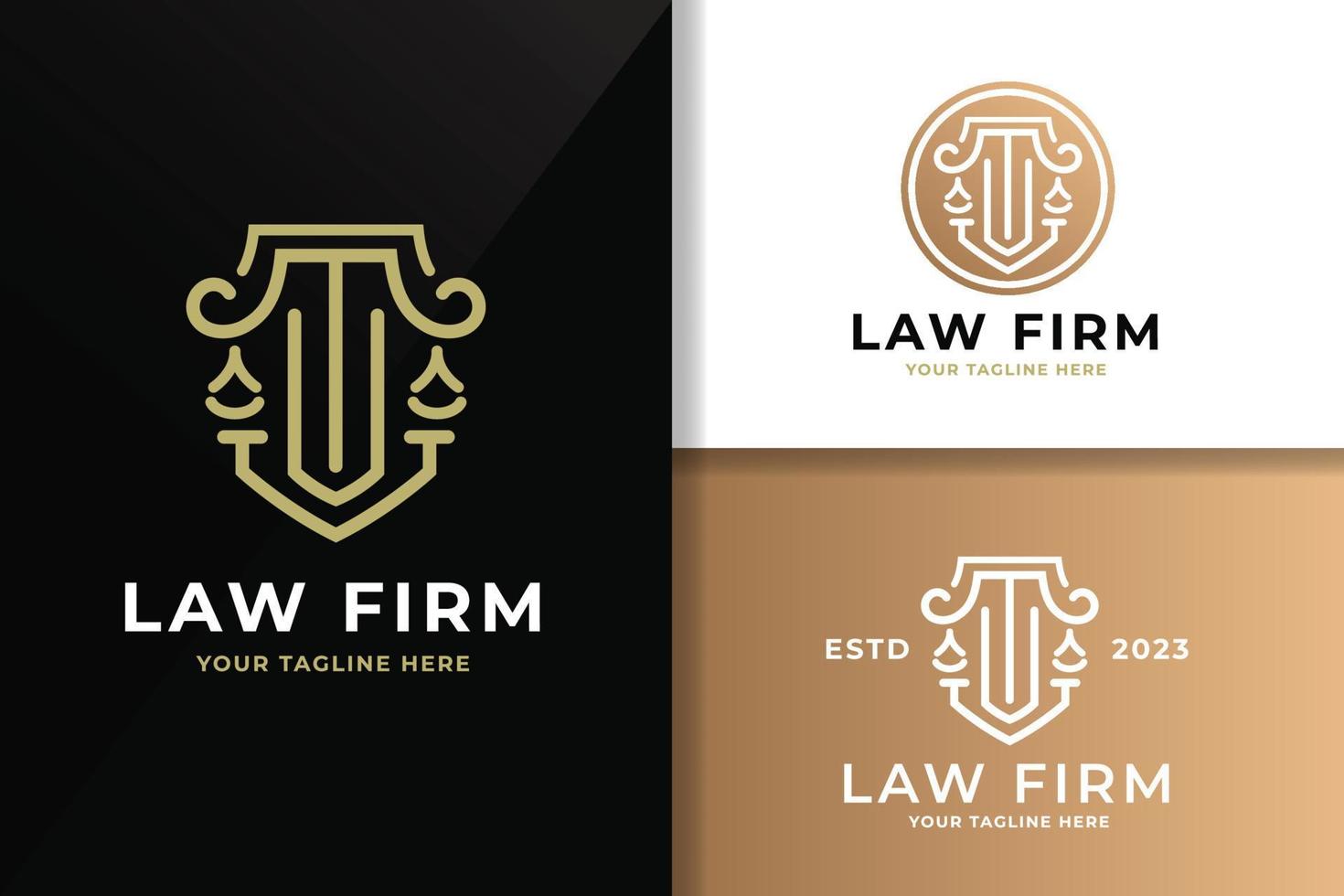 Golden Law Firm Line Art Logo and Icon Template Editable vector