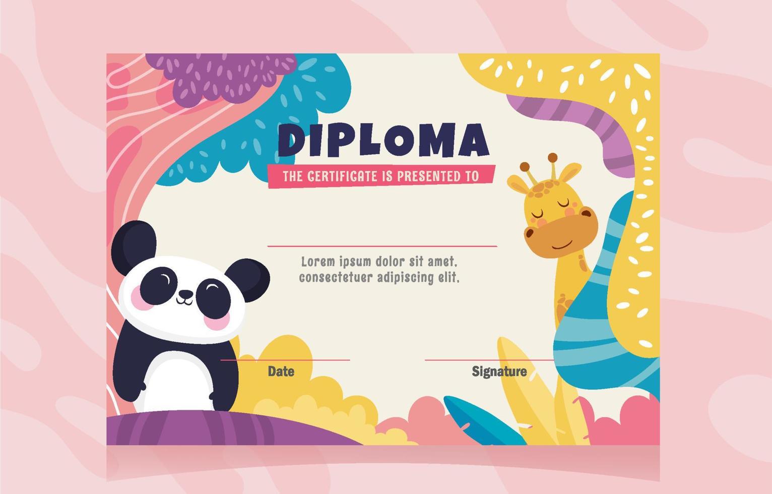 Diploma Template for Kids vector