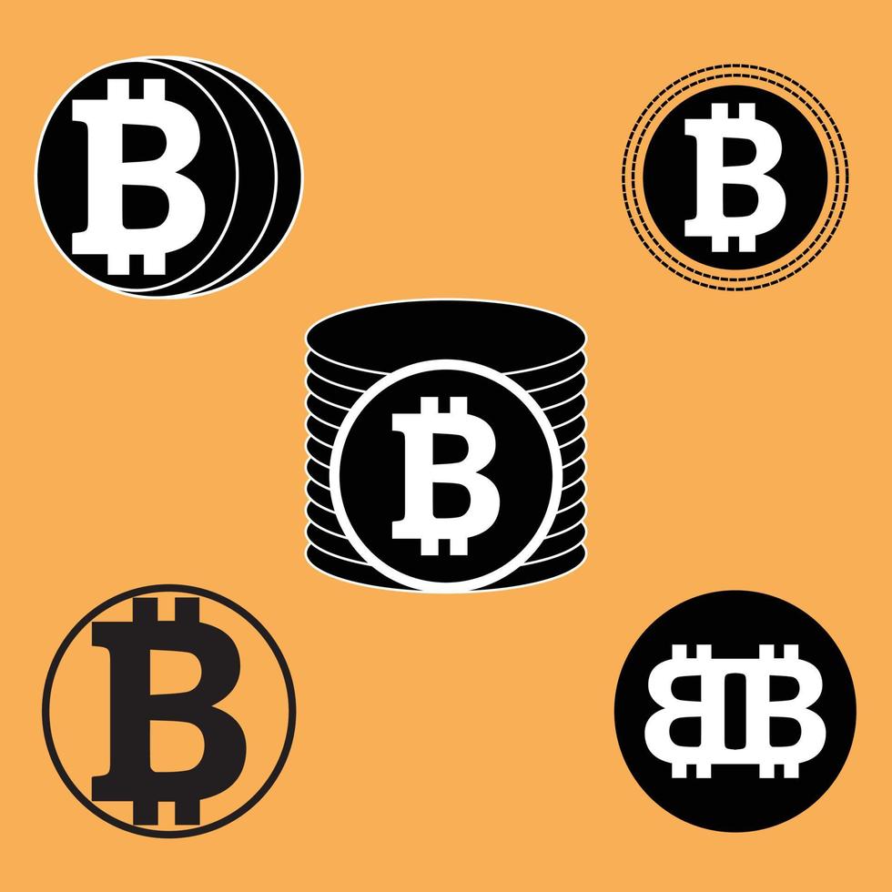 Bitcoin icon symbol in black and white vector