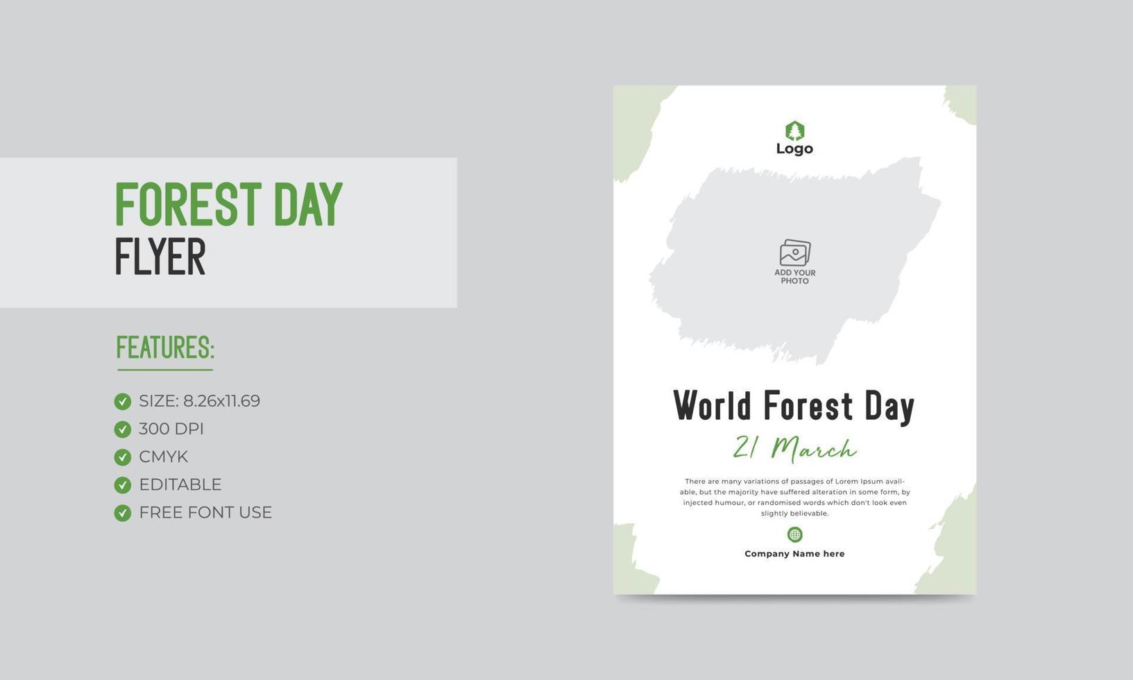 World forest day flyer template nature forest poster design vector