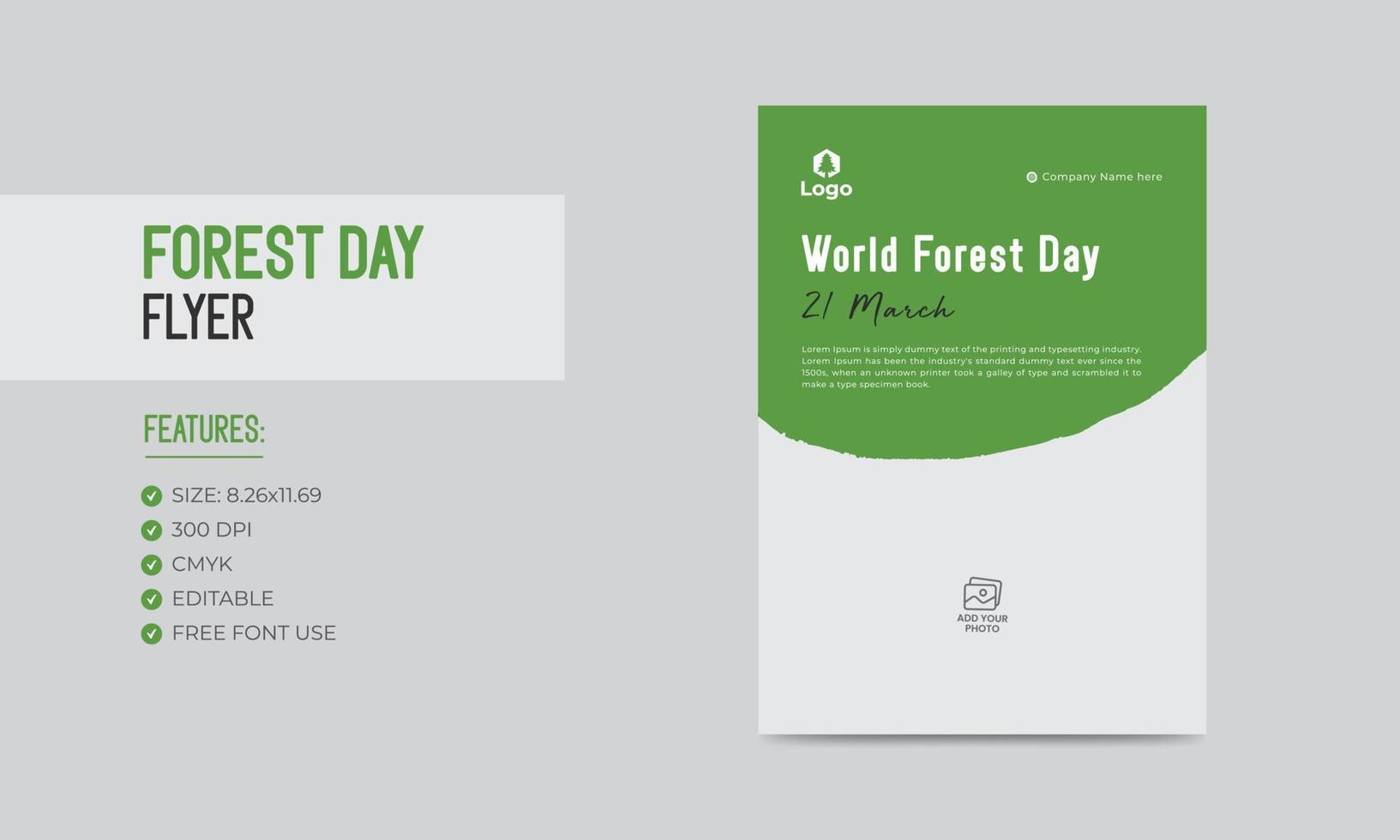 World forest day flyer template nature forest poster design vector