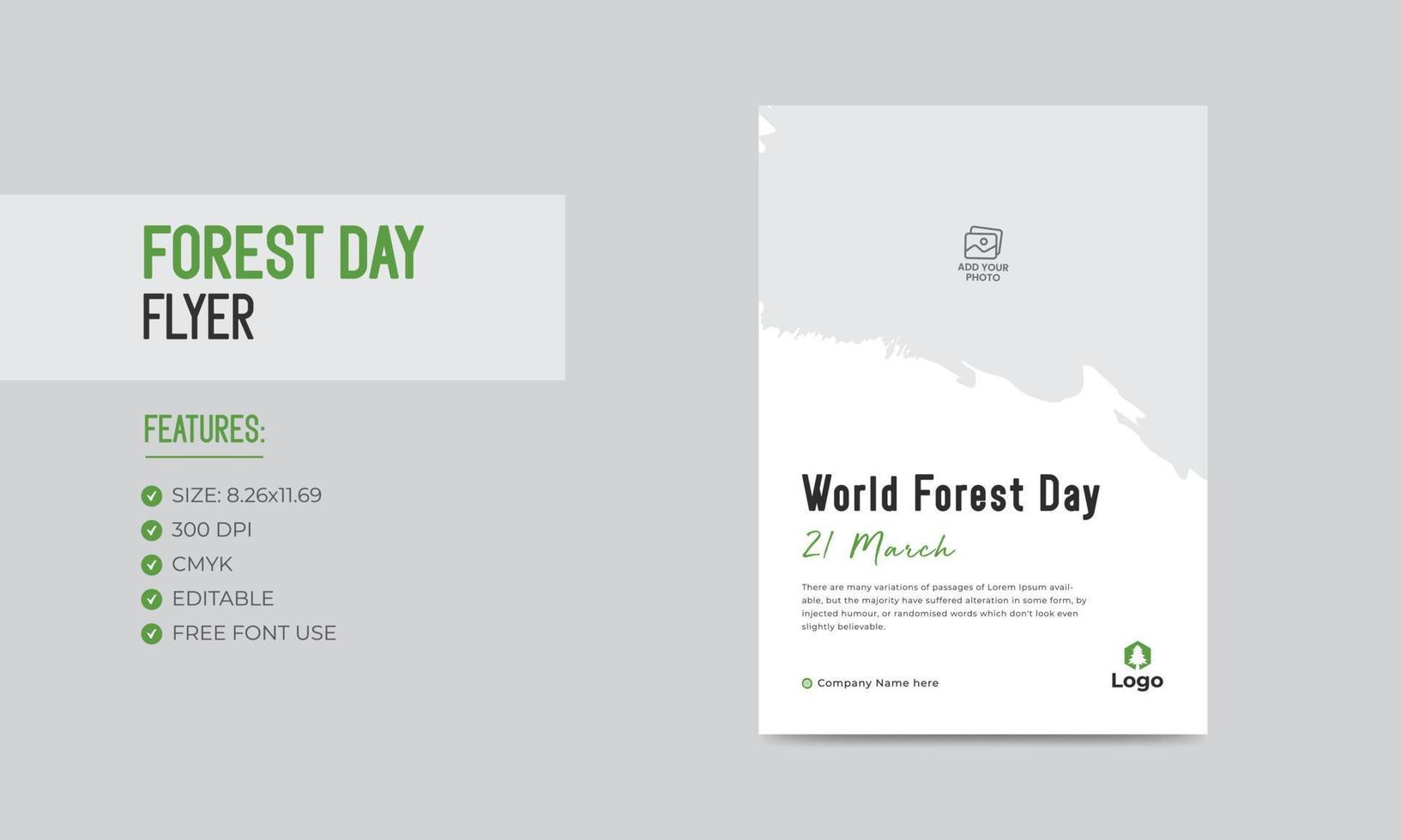 World forest day flyer template nature forest poster design vector