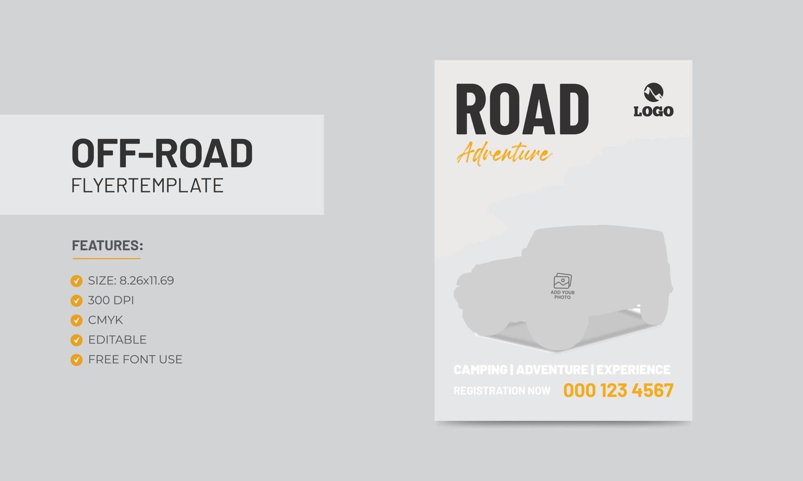 Off road flyer template road adventure poster design vector