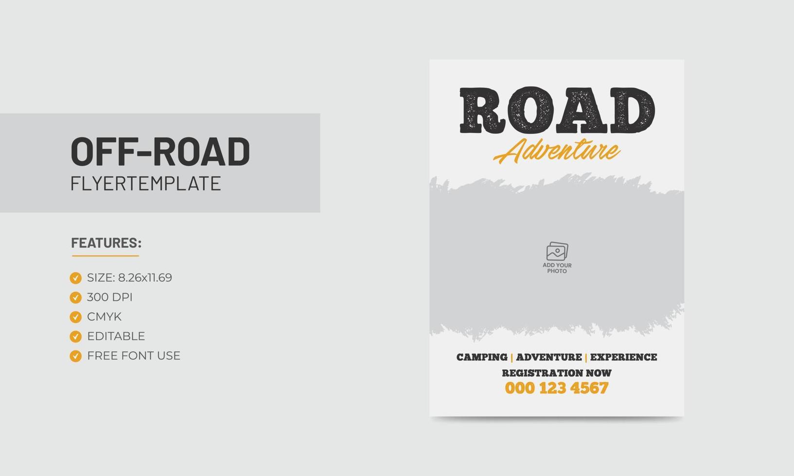 Off road flyer template road adventure poster design vector