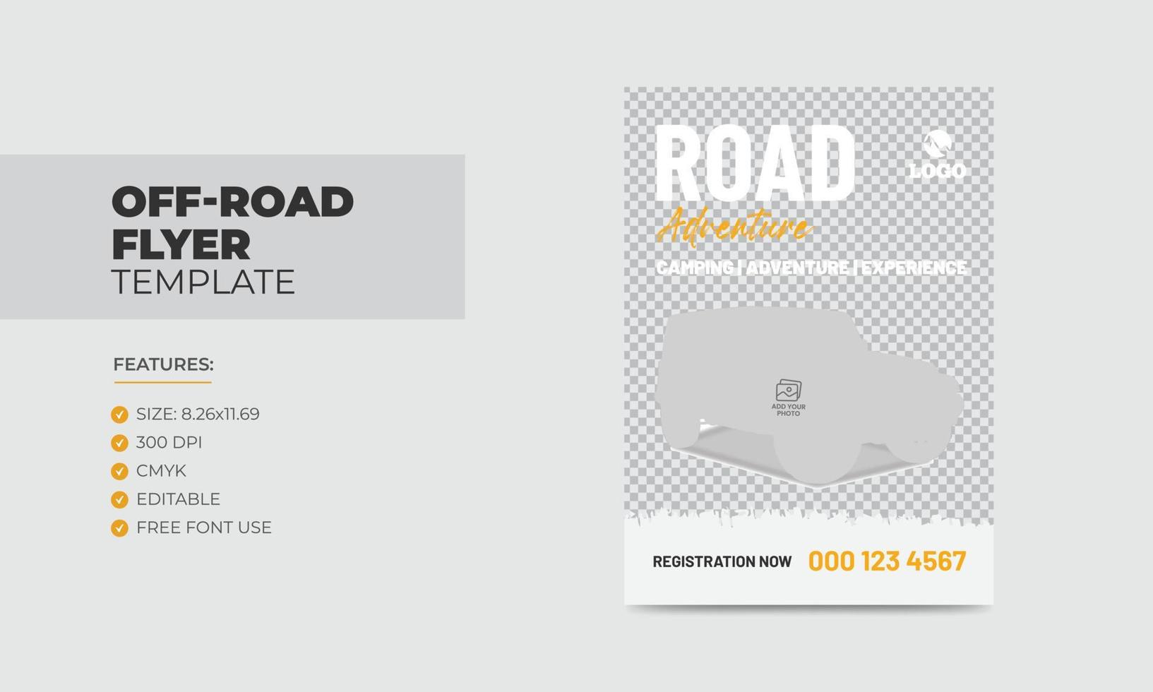 Off road flyer template road adventure poster design vector