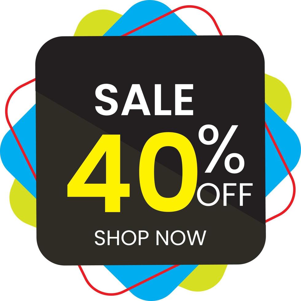 40 percent off, Discount stickers set for shop, Free Vector